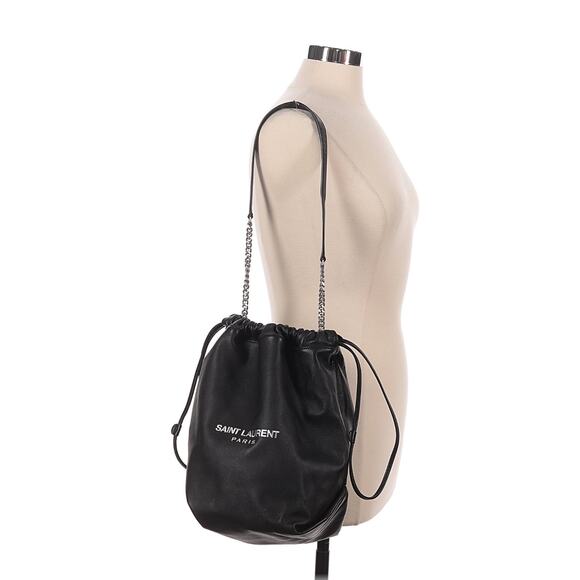 Saint Laurent Handbags - Yves Saint Laurent Black Leather Teddy Bucket Bag W Interior Snap Pouch W COA